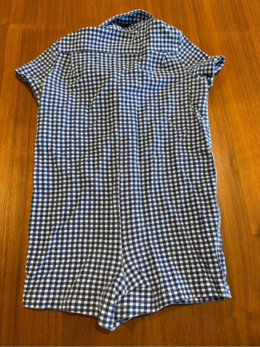 Ralph Lauren Blue and White Gingham Baby One-Piece Bodysuit